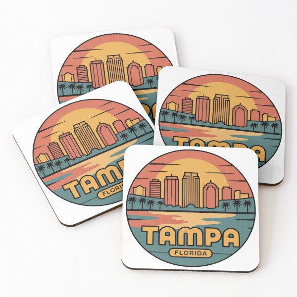 Item preview, Tampa Florida Retro Sunset Skyline – Vintage Cityscape & Palm Trees designed and sold by CircinusStore.