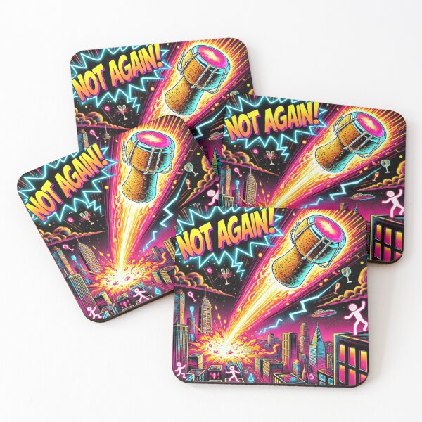 Item preview, NOT AGAIN! Neon Champagne Cork Meteor – Retro Comic City Explosion designed and sold by ComedyInkFactor.