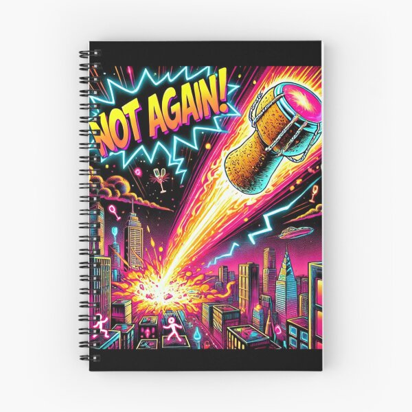 Item preview, NOT AGAIN! Neon Champagne Cork Meteor – Retro Comic City Explosion designed and sold by ComedyInkFactor.
