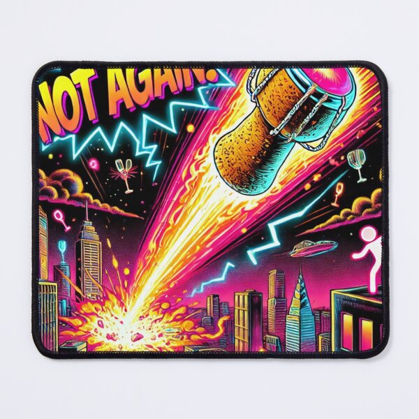 Item preview, NOT AGAIN! Neon Champagne Cork Meteor – Retro Comic City Explosion designed and sold by ComedyInkFactor.