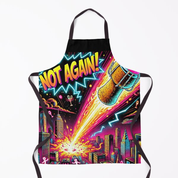 Item preview, NOT AGAIN! Neon Champagne Cork Meteor – Retro Comic City Explosion designed and sold by ComedyInkFactor.