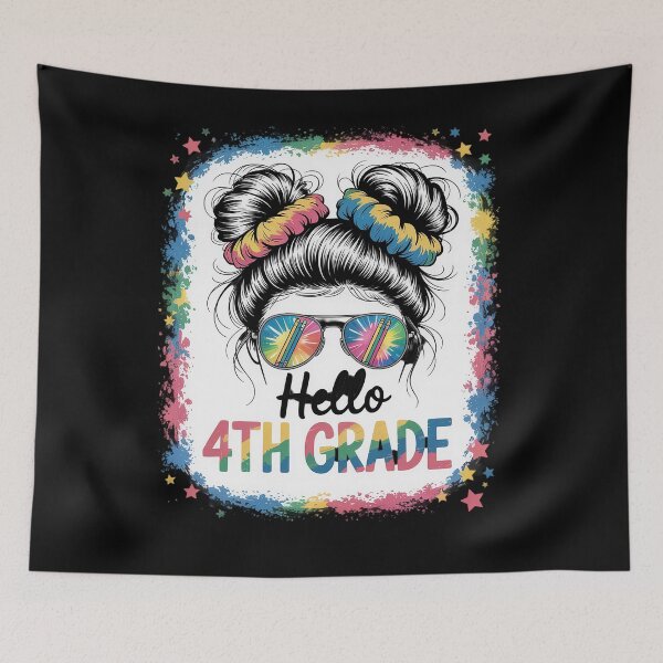 Item preview, Hello 4Th Grade Messy Hair Bun Girl Back To School designed and sold by RayhendersonArt.