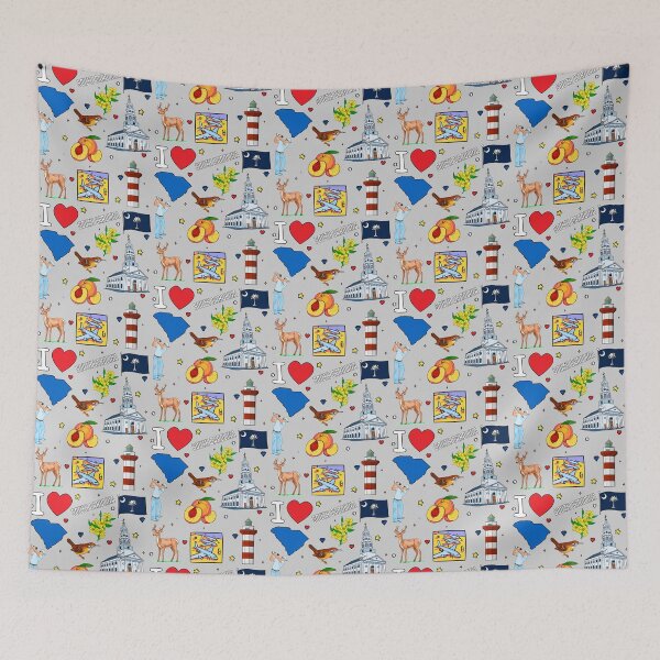 Item preview, South Carolina State Pride - Iconic Landmarks & Symbols Pattern designed and sold by mashmosh.