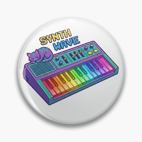 Item preview, Retro Mini Synthesizer & Pixel Cat | Rainbow Synthwave Aesthetic designed and sold by DigitalVibes Art, CreatorSpace, PixelMood. By AngryFish.Art..