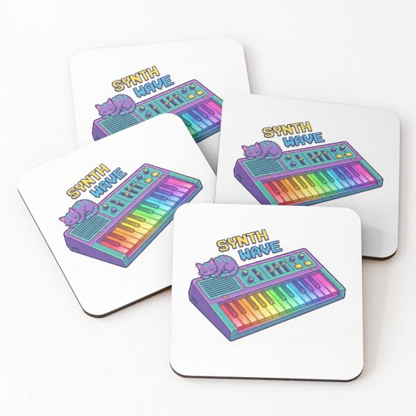 Item preview, Retro Mini Synthesizer & Pixel Cat | Rainbow Synthwave Aesthetic designed and sold by DigitalVibes Art, CreatorSpace, PixelMood. By AngryFish.Art..