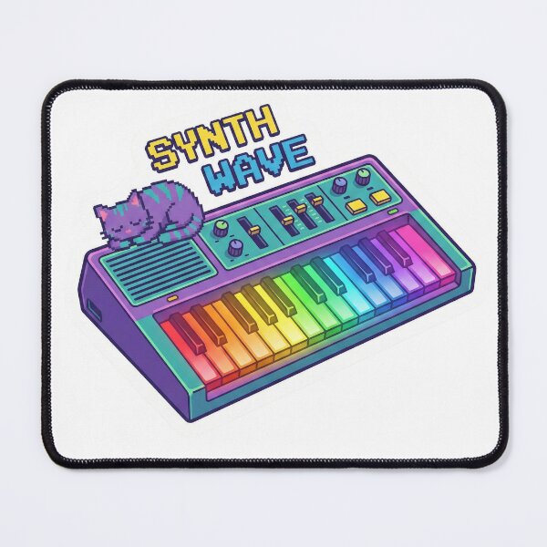 Item preview, Retro Mini Synthesizer & Pixel Cat | Rainbow Synthwave Aesthetic designed and sold by DigitalVibes Art, CreatorSpace, PixelMood. By AngryFish.Art..
