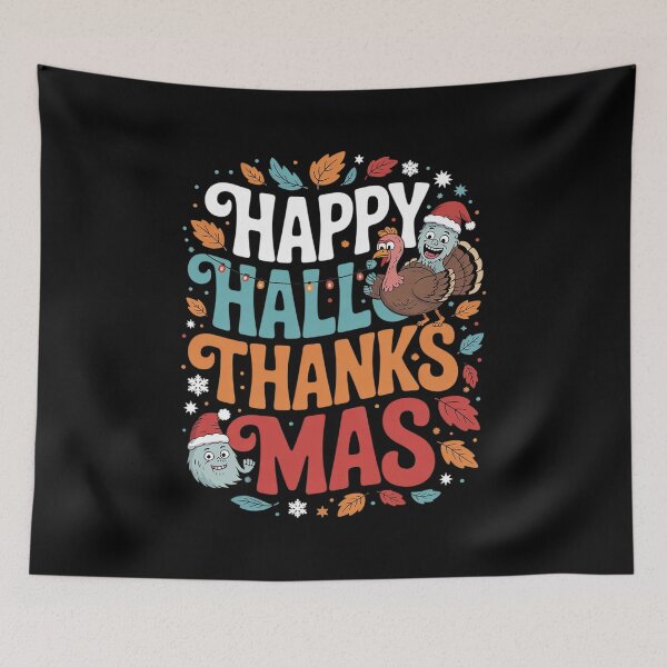 Item preview, Happy Hallothanksmas Halloween Thanksgiving Christmas 2  designed and sold by RsFilsingerArt.