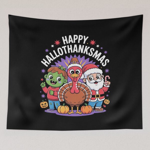 Item preview, Happy Hallothanksmas Halloween Thanksgiving Christmas 12  designed and sold by RsFilsingerArt.