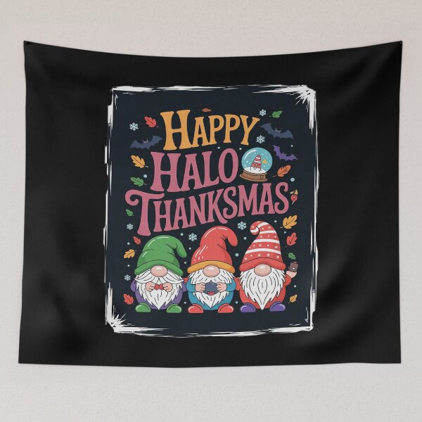 Item preview, Happy HalloThankMas Gnome Halloween Christmas Thanksgiving  designed and sold by VerseFarm.