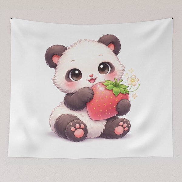 Item preview, Kawaii Strawberry Panda – Cute Fruit Friend designed and sold by kimkosovo.
