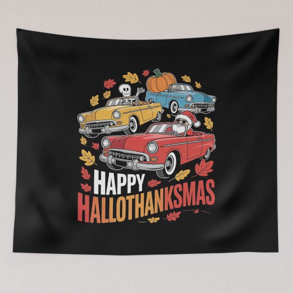 Item preview, Happy Hallothanksmas Car Halloween Thanksgiving Christmas  designed and sold by VerseFarm.