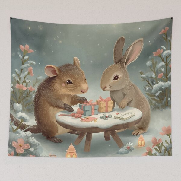 Item preview, Valentine’s Armadillo & Rabbit Couple • Whimsical Garden Heart Prep Art designed and sold by WildlifeWhimsy.