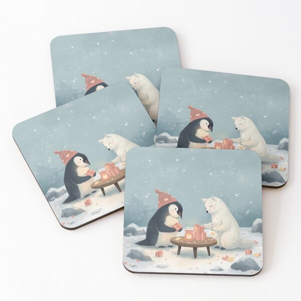 Item preview, Valentine’s Penguin & Arctic Fox Couple • Whimsical Polar Heart Prep Art designed and sold by WildlifeWhimsy.