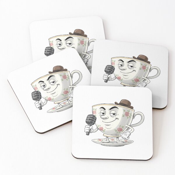 Item preview, Vintage Teacup Singer Cartoon Character With Microphone Illustration designed and sold by hn79.