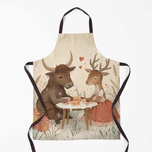 Item preview, Valentine’s Ox & Deer Couple • Whimsical Meadow Heart Prep Art designed and sold by WildlifeWhimsy.