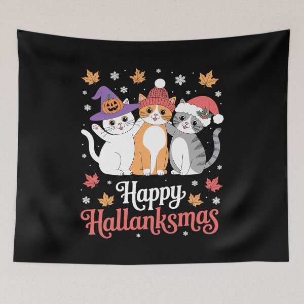 Item preview, Happy Hallothanksmas Cats Halloween Thanksgiving Christma  designed and sold by VerseFarm.