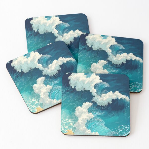 Item preview, Crashing Ocean Waves in Stylized Blue designed and sold by Art of Ngu.