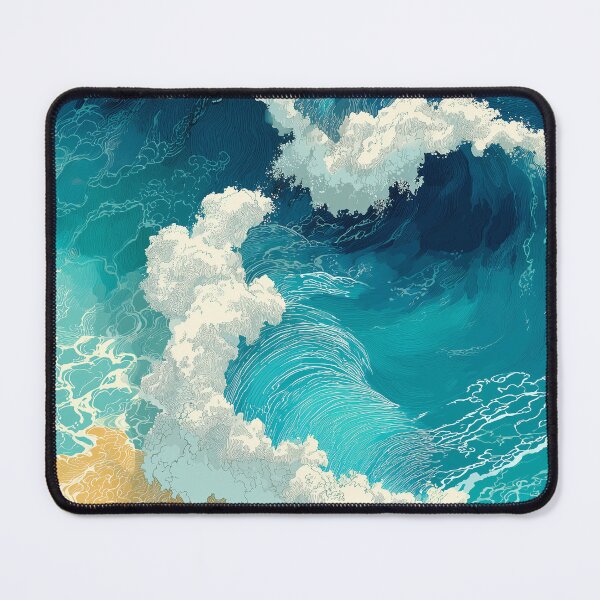 Item preview, Crashing Ocean Waves in Stylized Blue designed and sold by Art of Ngu.