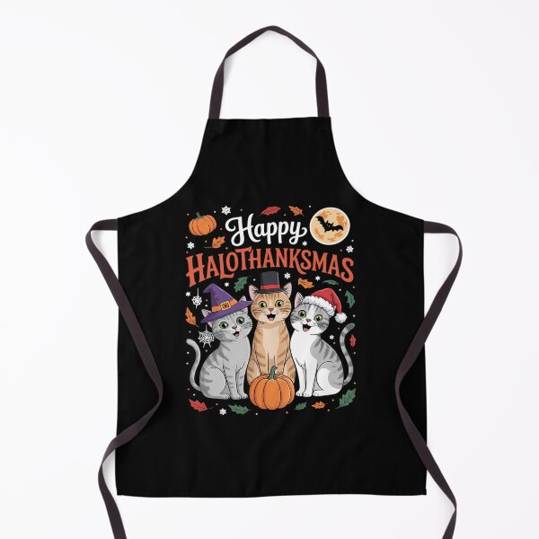 Item preview, Happy HalloThanksMas Cats Halloween Thanksgiving Christmas  designed and sold by VerseFarm.