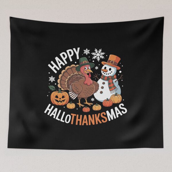 Item preview, Happy Hallothanksmas Halloween Thanksgiving Christmas Day  designed and sold by RsFilsingerArt.