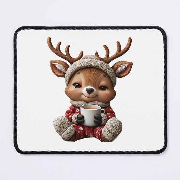 Item preview, Cozy Reindeer in Pajamas with Hot Cocoa designed and sold by ֍ NishlaArts ֍.