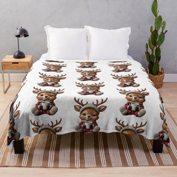 Item preview, Cozy Reindeer in Pajamas with Hot Cocoa designed and sold by ֍ NishlaArts ֍.