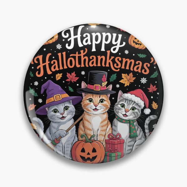 Item preview, Happy Hallothanksmas Cats Halloween Thanksgiving Christmas0  designed and sold by VerseFarm.