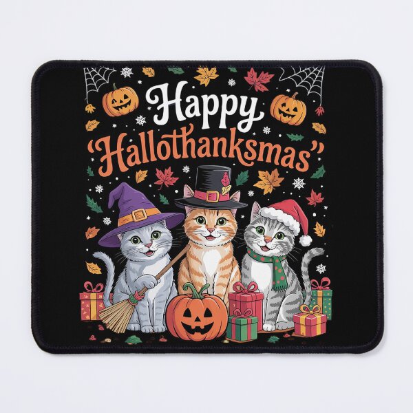 Item preview, Happy Hallothanksmas Cats Halloween Thanksgiving Christmas0 designed and sold by VerseFarm.