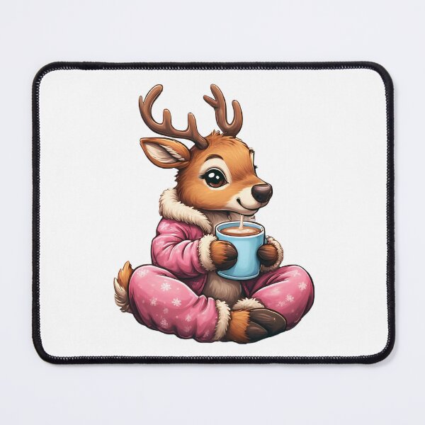 Item preview, Reindeer in Pajamas with Hot Cocoa designed and sold by ֍ NishlaArts ֍.