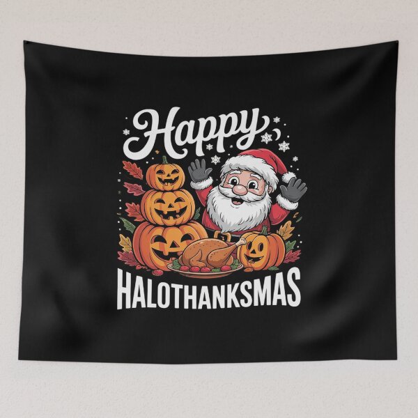 Item preview, Happy Hallothanksmas Halloween Thanksgiving Christmas Day Long  designed and sold by RsFilsingerArt.