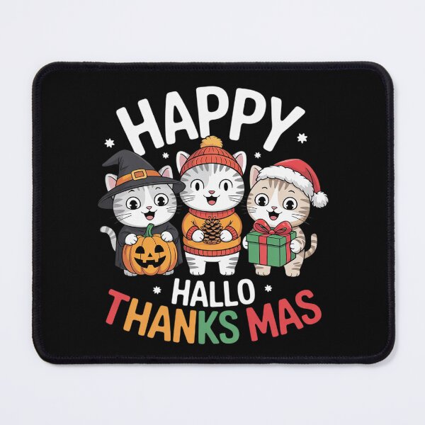 Item preview, Happy Hallothanksmas Cats Halloween Thanksgiving Christmas1  designed and sold by VerseFarm.