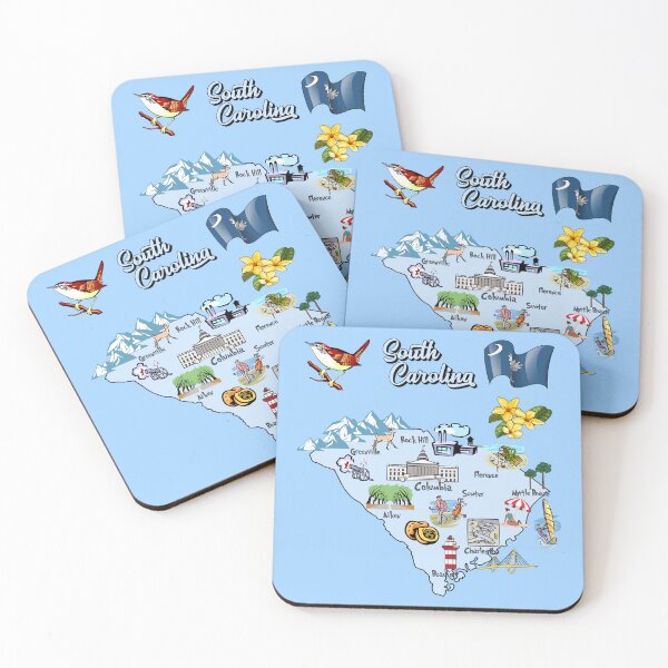 Item preview, South Carolina State Pride - Illustrated Map & Icons designed and sold by mashmosh.