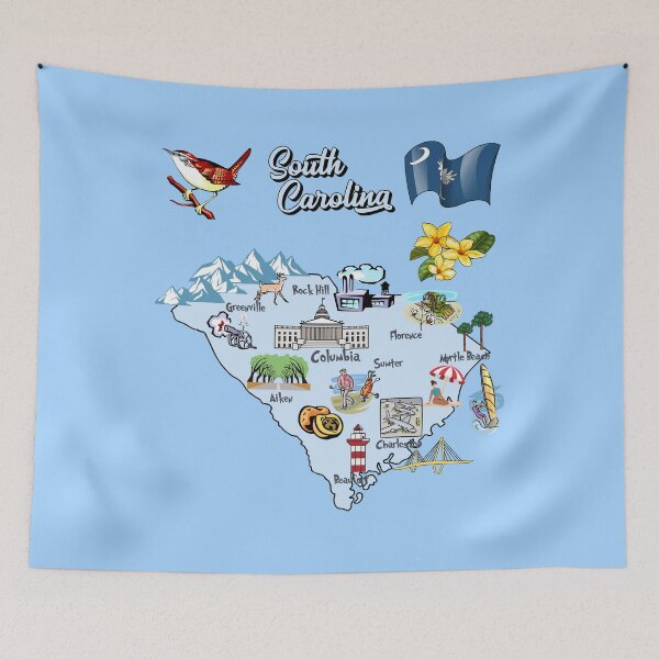 Item preview, South Carolina State Pride - Illustrated Map & Icons designed and sold by mashmosh.