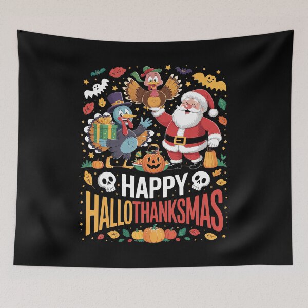 Item preview, Happy Hallothanksmas Halloween Thanksgiving Christmas Day2  designed and sold by RsFilsingerArt.