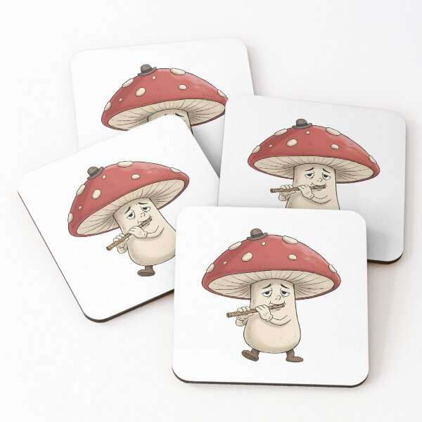 Item preview, Cute Mushroom Playing Flute Whimsical Music Cartoon Illustration designed and sold by hn79.