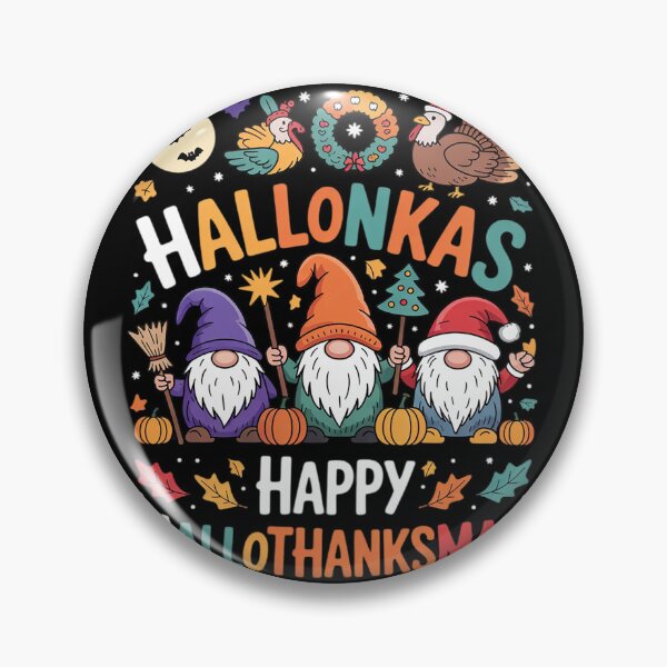 Item preview, Happy Hallothanksmas Christmas Halloween Gnomes Thanksgiving designed and sold by VerseFarm.