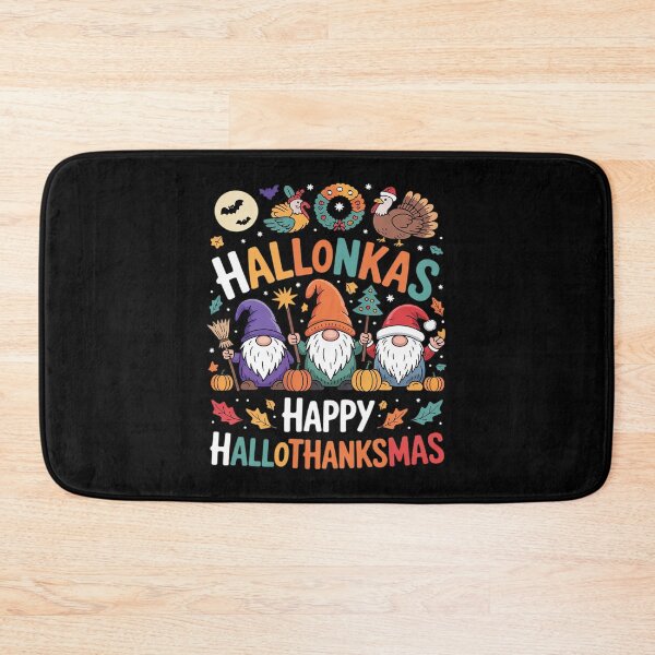 Item preview, Happy Hallothanksmas Christmas Halloween Gnomes Thanksgiving designed and sold by VerseFarm.
