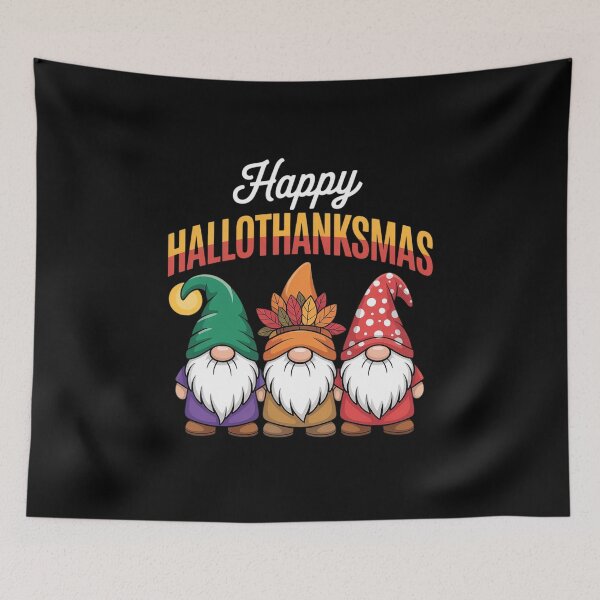 Item preview, Happy Hallothanksmas Halloween Thanksgiving Christmas Gnomes  designed and sold by RsFilsingerArt.