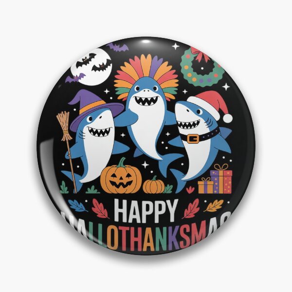 Item preview, Happy Hallothanksmas Christmas Halloween, Shark Thanksgiving  designed and sold by VerseFarm.