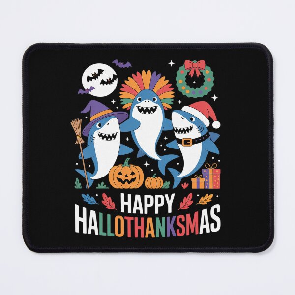 Item preview, Happy Hallothanksmas Christmas Halloween, Shark Thanksgiving designed and sold by VerseFarm.