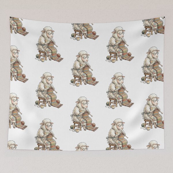 Item preview, Cute Farm Animals: Cozy Sheep Knitter designed and sold by bapupa.