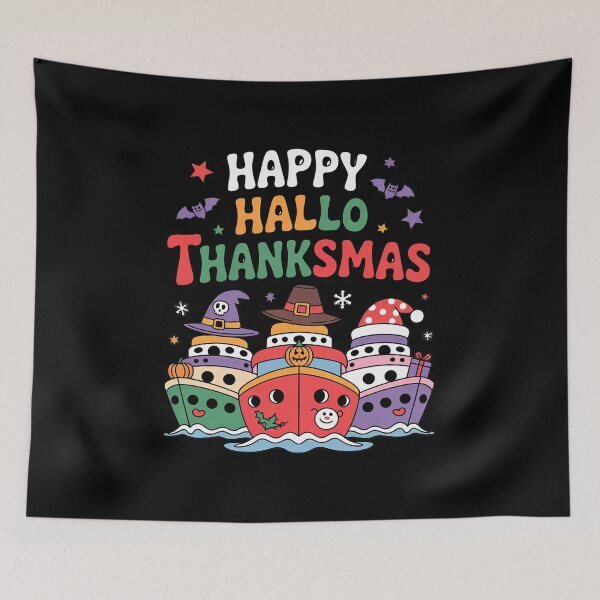 Item preview, Happy Hallothanksmas Cruise Halloween Christmas Thanksgiving  designed and sold by VerseFarm.