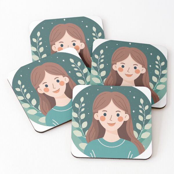 Item preview, A flat vector illustration of a young woman with long hair designed and sold by O1 Design.