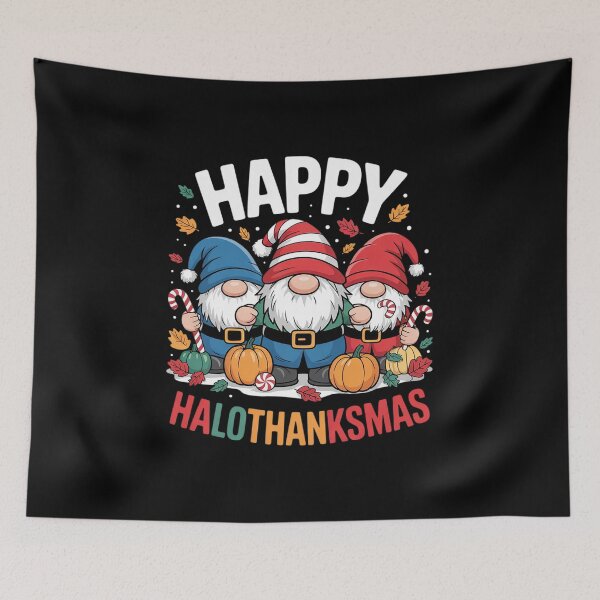 Item preview, Happy HalloThanksMas Halloween Thanksgiving Christmas Gnomes3  designed and sold by RsFilsingerArt.