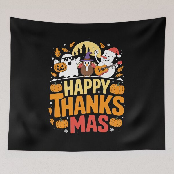 Item preview, Happy Hallothanksmas Cute Ghost Halloween Thanksgiving Xmas  designed and sold by VerseFarm.