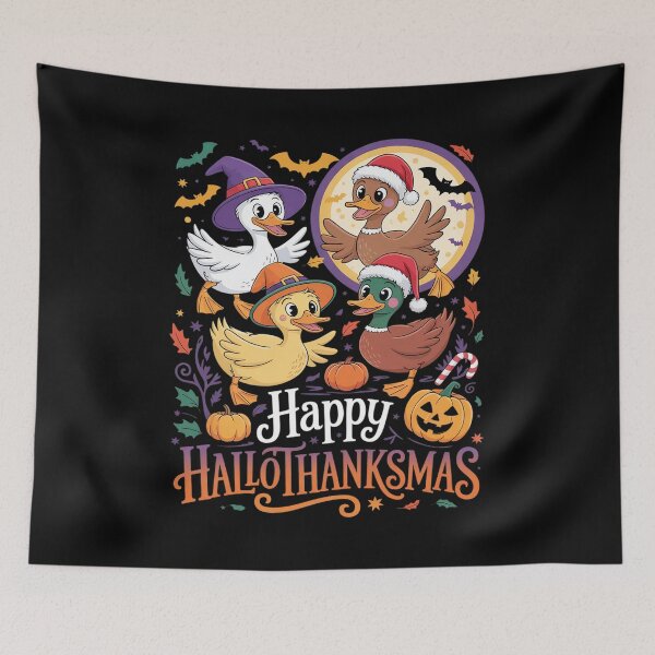 Item preview, Happy Hallothanksmas Duck Thanksgiving Halloween Christmas  designed and sold by VerseFarm.