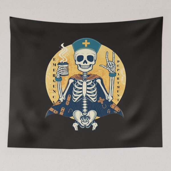 Item preview, Emergency Department Skeleton Nurse - Coffee Powered Hero designed and sold by Mr-Nurse.
