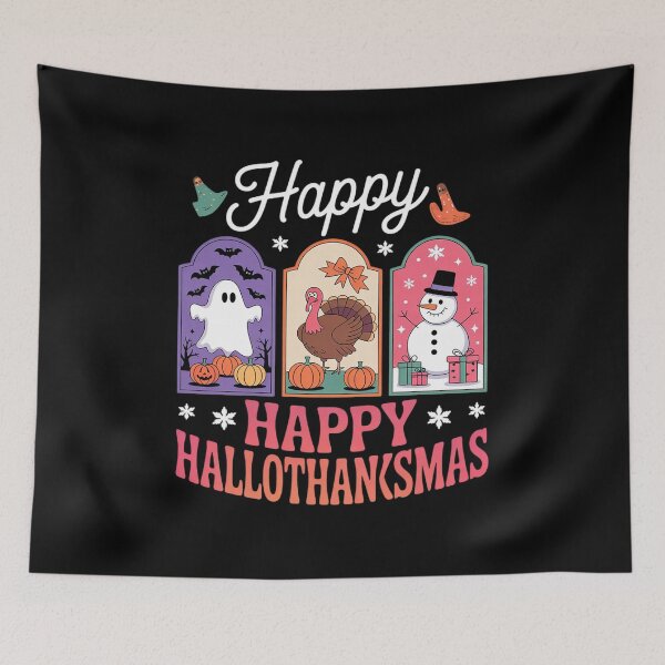 Item preview, Happy Hallothanksmas Halloween Thanksgiving Christmas Women  designed and sold by RsFilsingerArt.