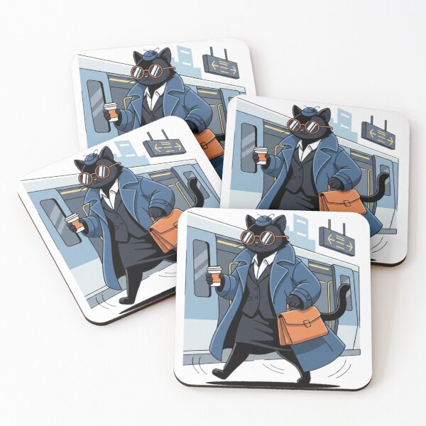 Item preview, Female Black Cat Catching Train, Office Outfit, Commuting Cartoon Illustration designed and sold by Fandom Universe.