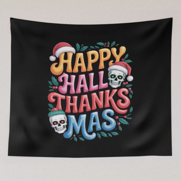 Item preview, Happy Hallothanksmas Halloween Thanksgiving Christmas01  designed and sold by RsFilsingerArt.